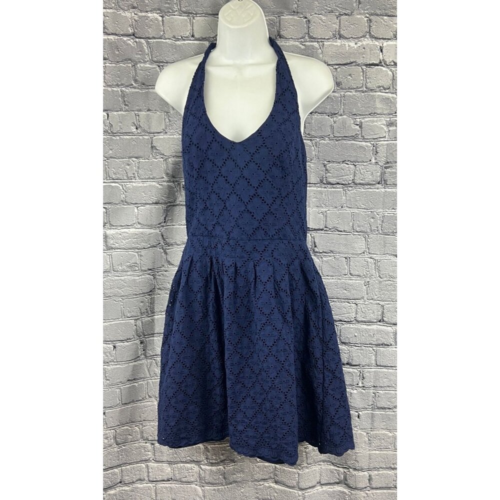 Lilly Pulitzer Dress Ross Halter Navy Charleston Eyelet Size 10